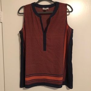 LOFT Orange and Blue Shirt, Size M